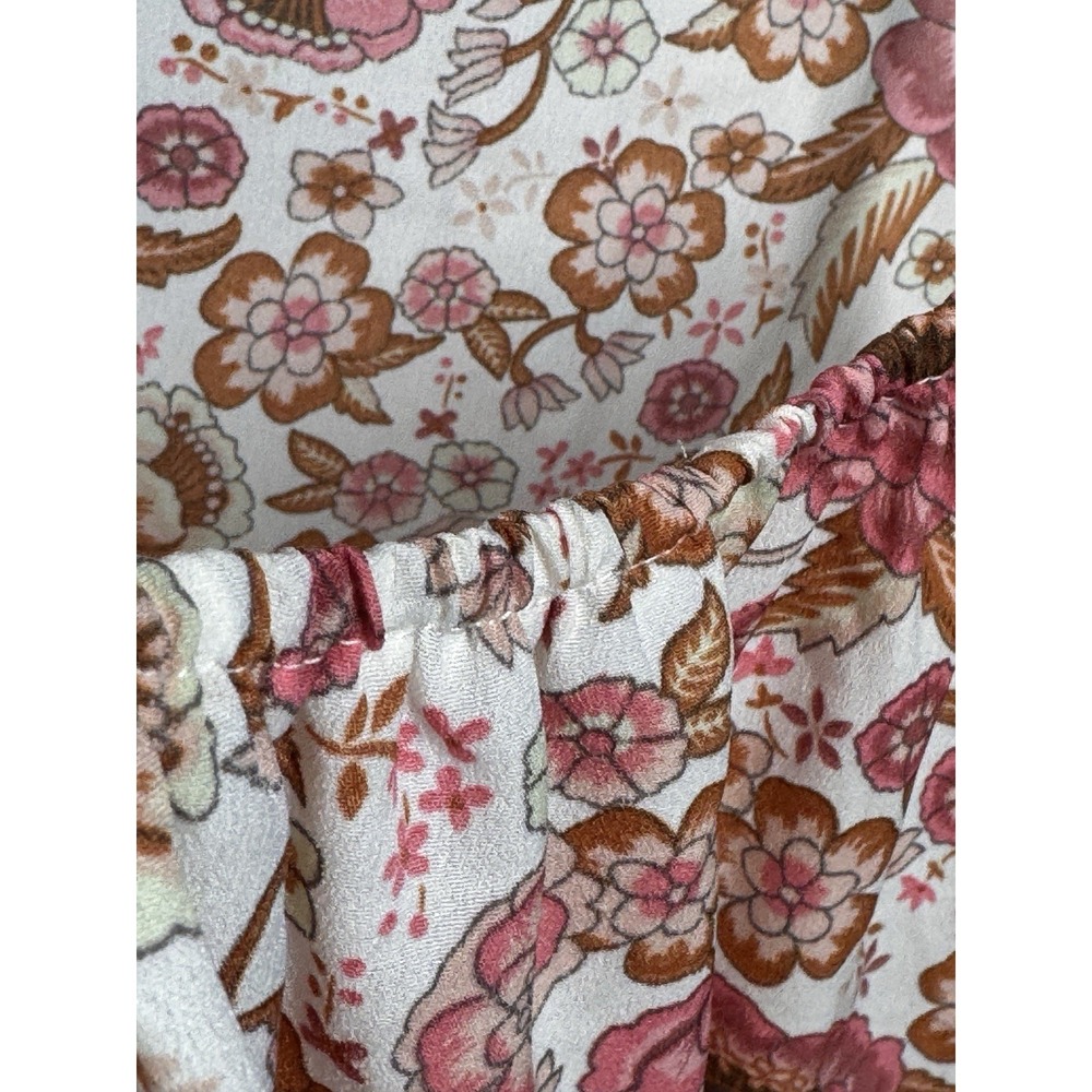 Pink Floral Spaghetti Strap Sundress XL Ruffle Hem Adjustable - Picture 5 of 8